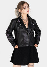 Sigil Bestickt Kunst- Leder Jacke
