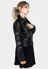 Sigil Bestickt Kunst- Leder Jacke