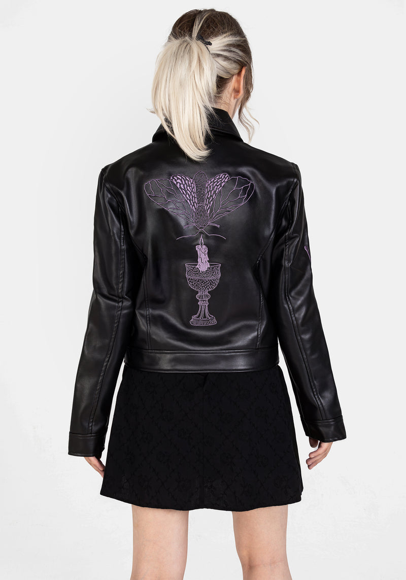 Sigil Bestickt Kunst- Leder Jacke