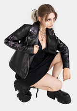 Sigil Bestickt Kunst- Leder Jacke