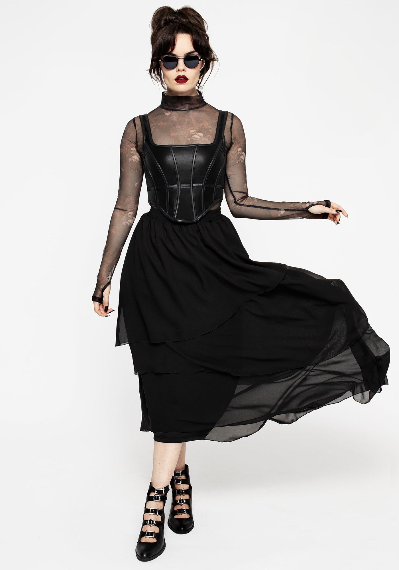 Disturbia | Ashen Faux Leather Zip Corset Top | Corsets
