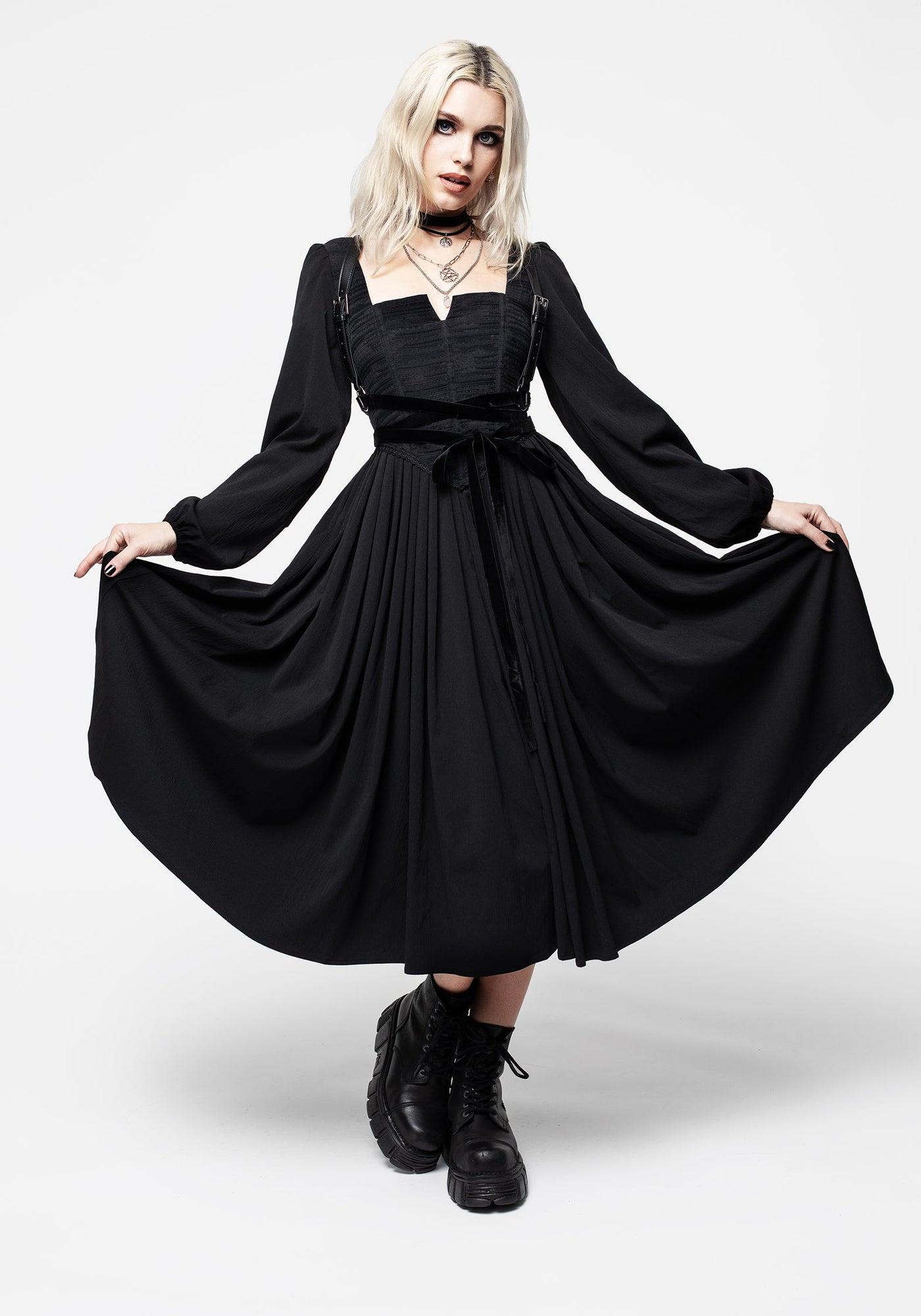 fitted lace wedding dress Violet Ribbed Corset Long Sleeve Midi Dress Violet / L main image 0