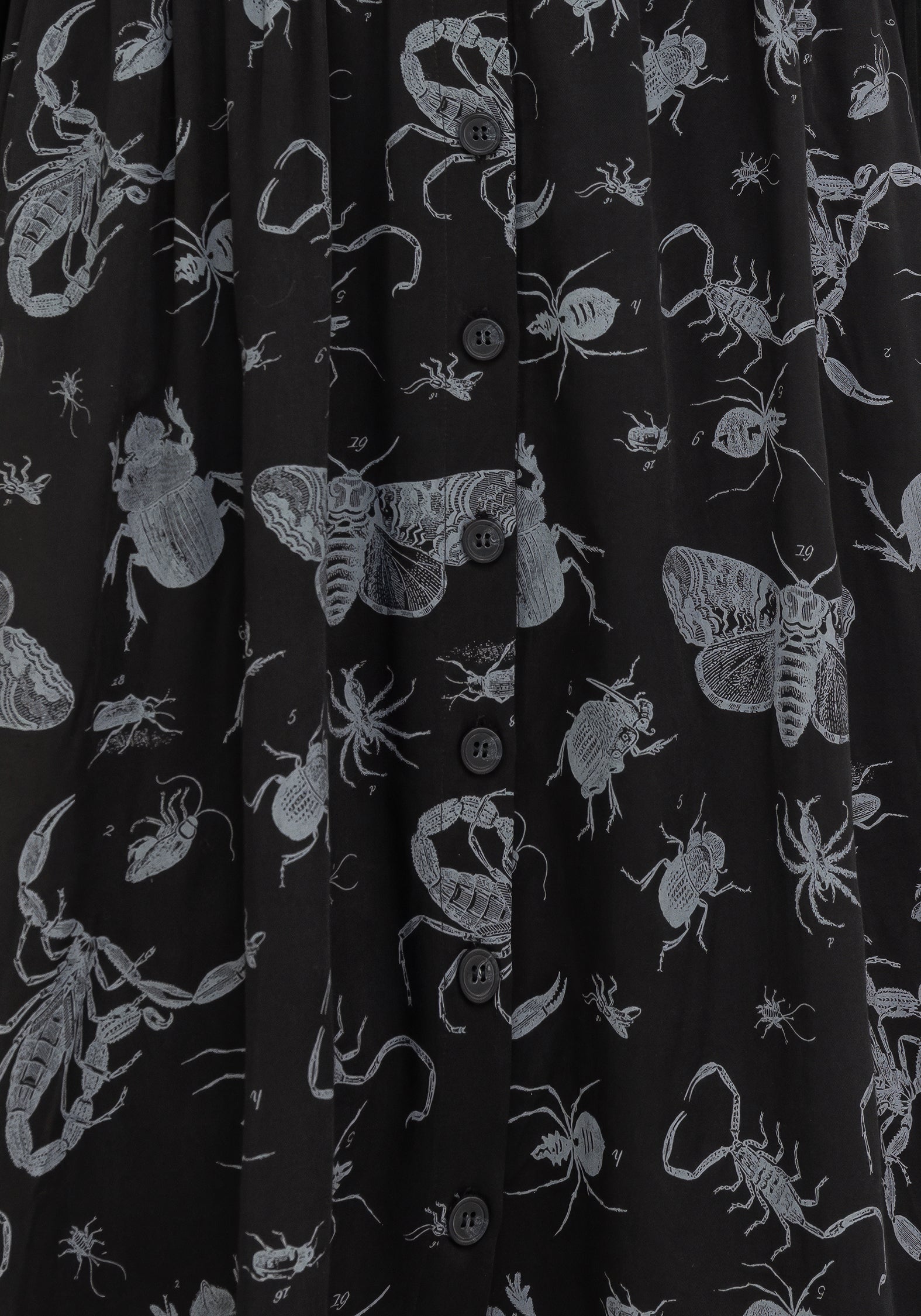 Parasite Insekten Knopf Vorderseite Midi Rock - Schwarz