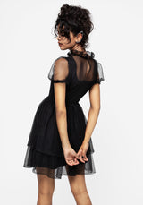 Hysteria Schmetterling Applikation Rüsche Hals Tüll Mini Kleid