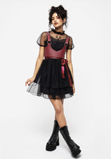 Hysteria Schmetterling Applikation Rüsche Hals Tüll Mini Kleid