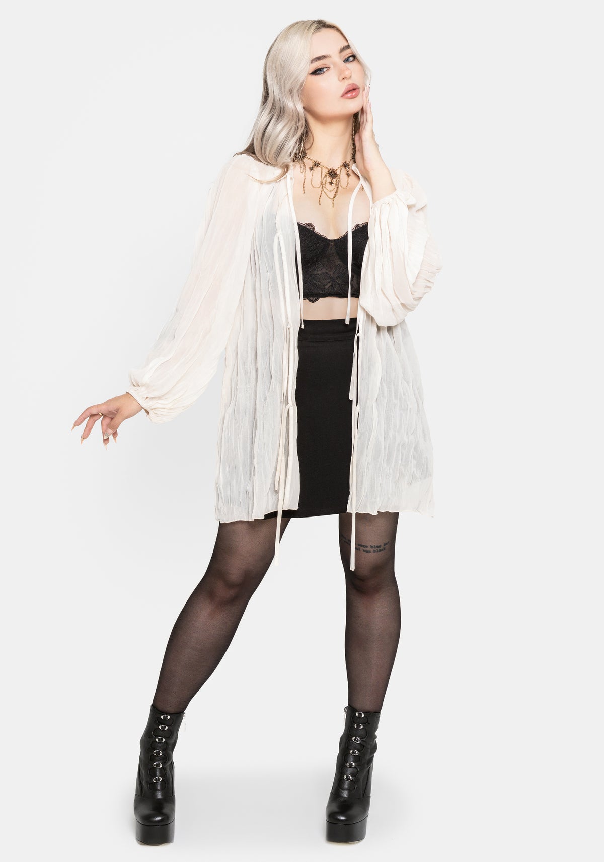 Villain Textured Blouse - White EU 34