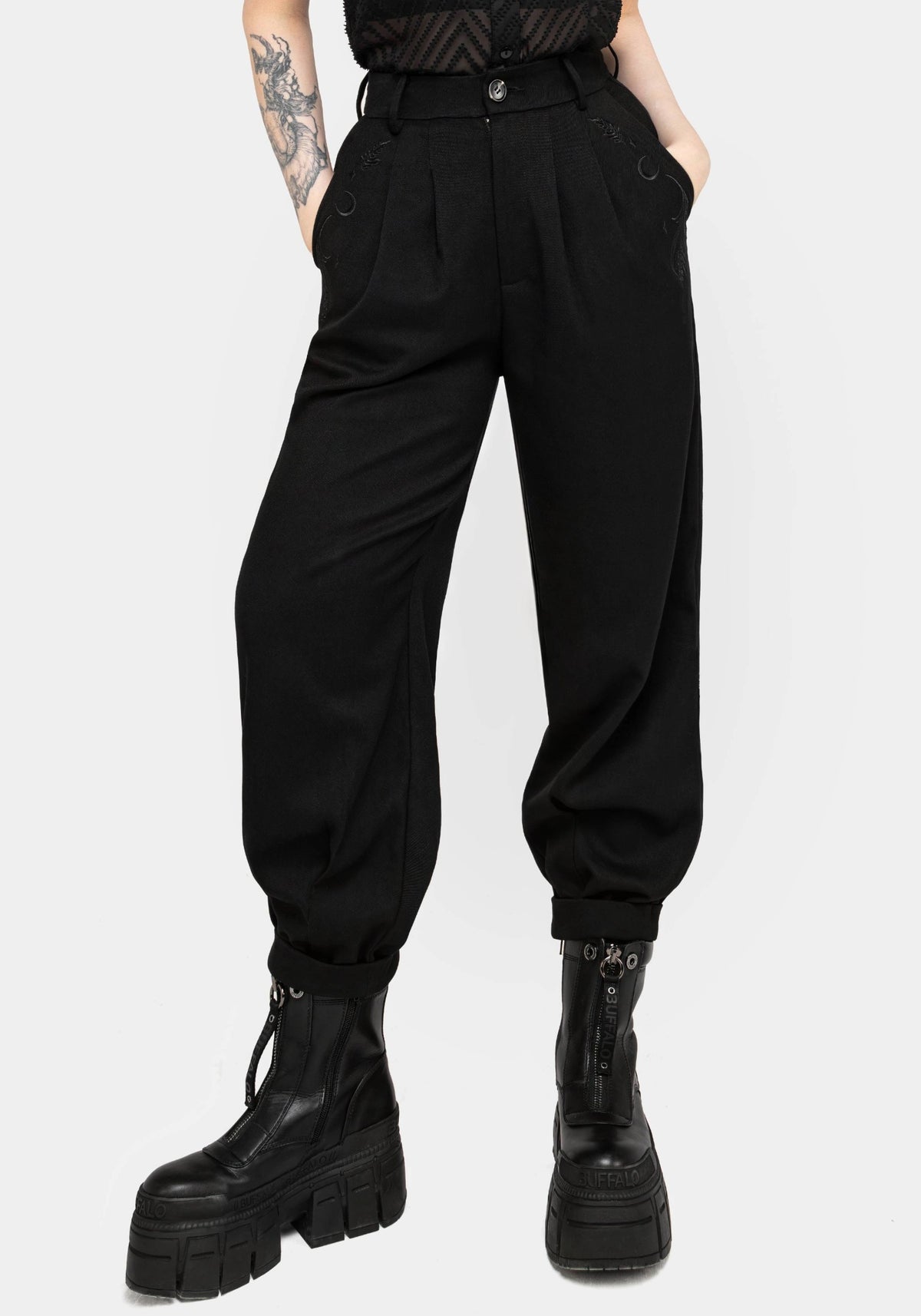 Dianne Bestickt Ballon Hosen - Schwarz