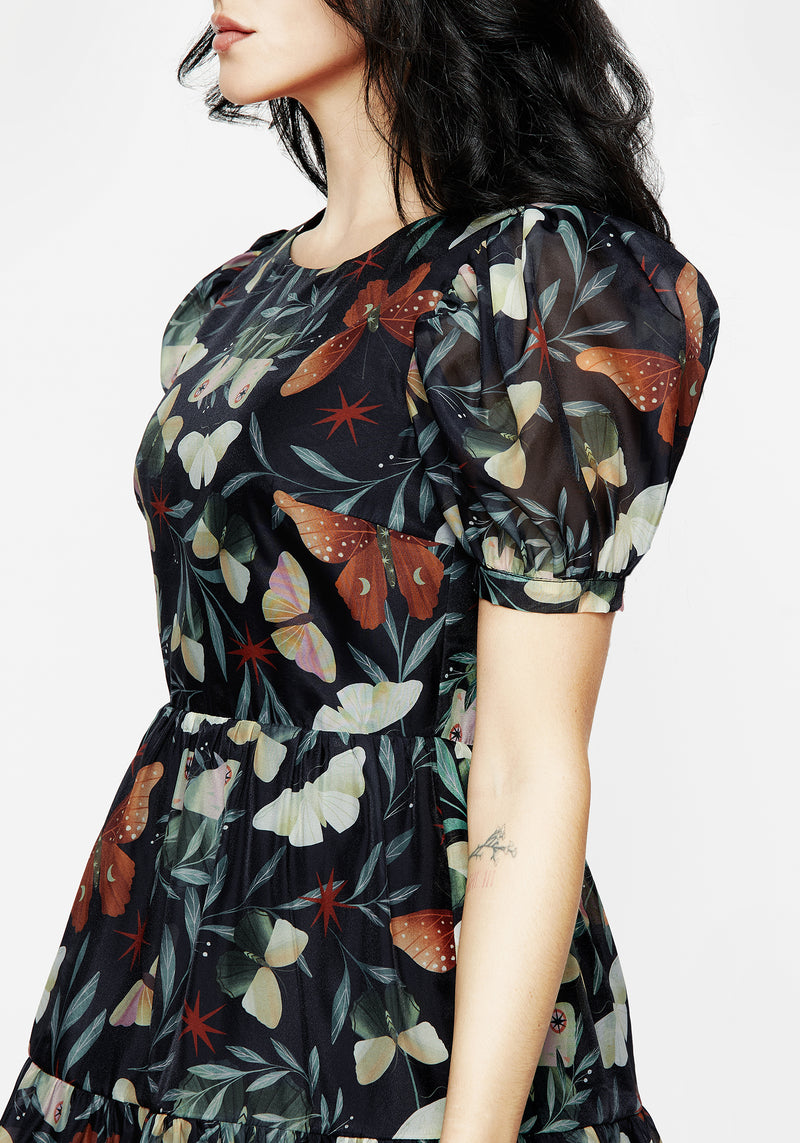 Mariposa Puffärmel Ärmel Organza Mini Kleid