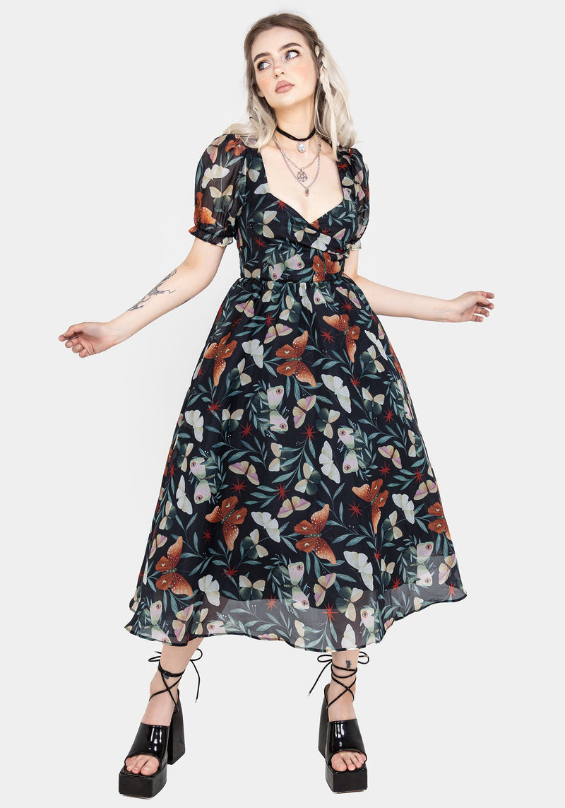 Mariposa Puff Sleeve Organza Midi Dress – Disturbia Mariposa Puff Sleeve Organza Midi Dress – Disturbia