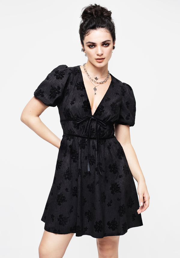 Giselle Blumenmuster Puffärmel Ärmel Mini Kleid
