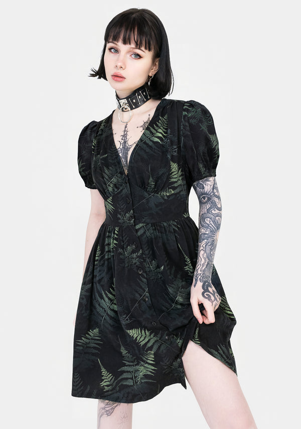 Fernery Knopf Hoch Korsett Mini Kleid