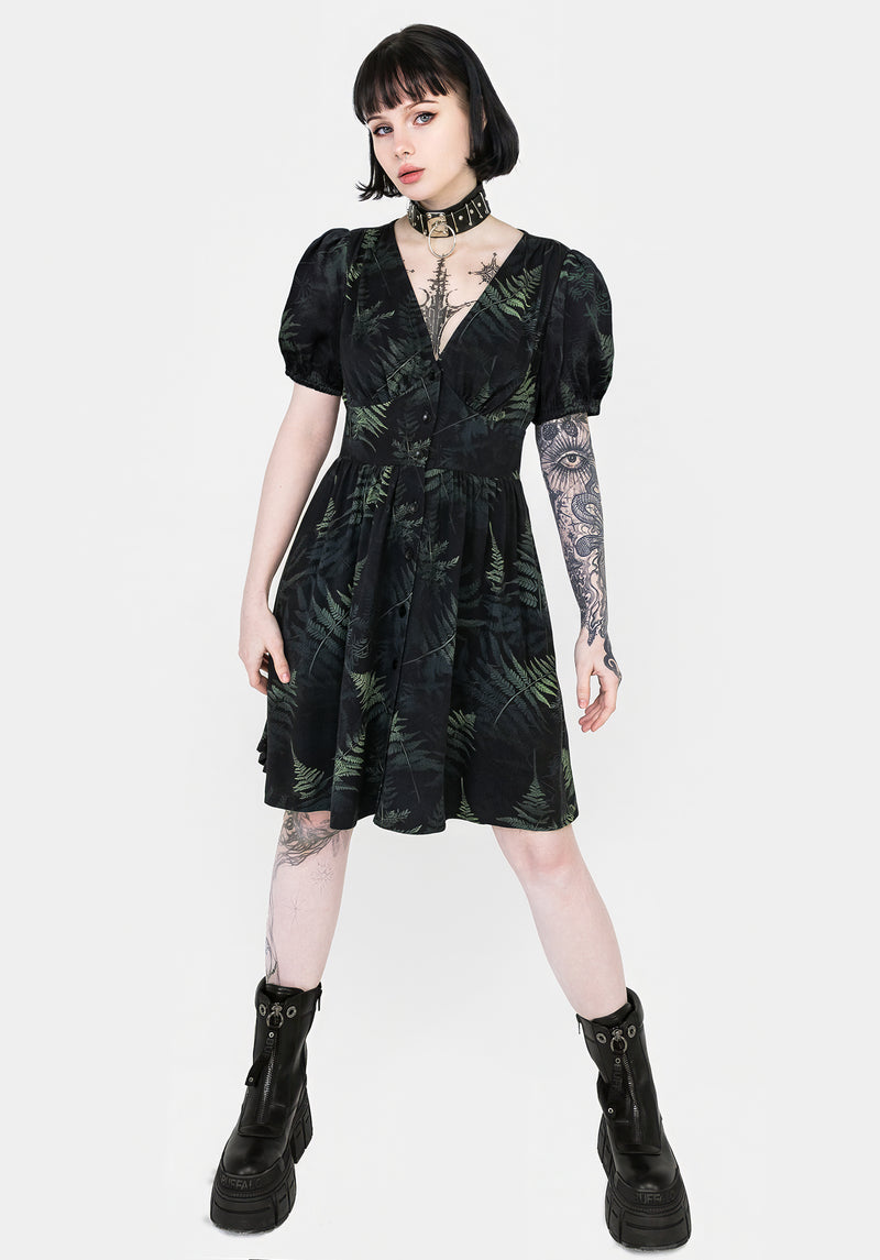 Fernery Knopf Hoch Korsett Mini Kleid