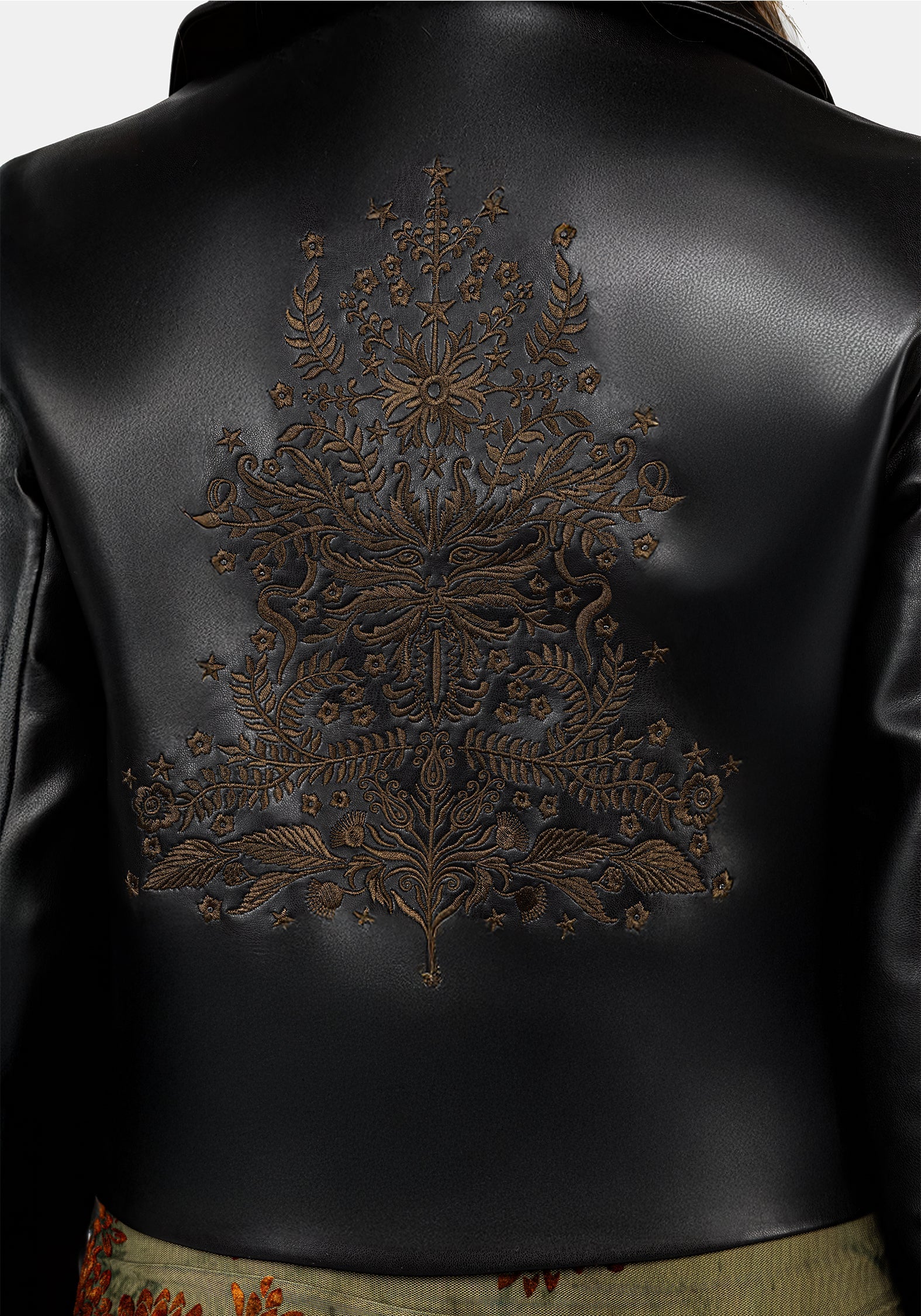 Vervain Bestickt Kunst- Leder Biker Jacke