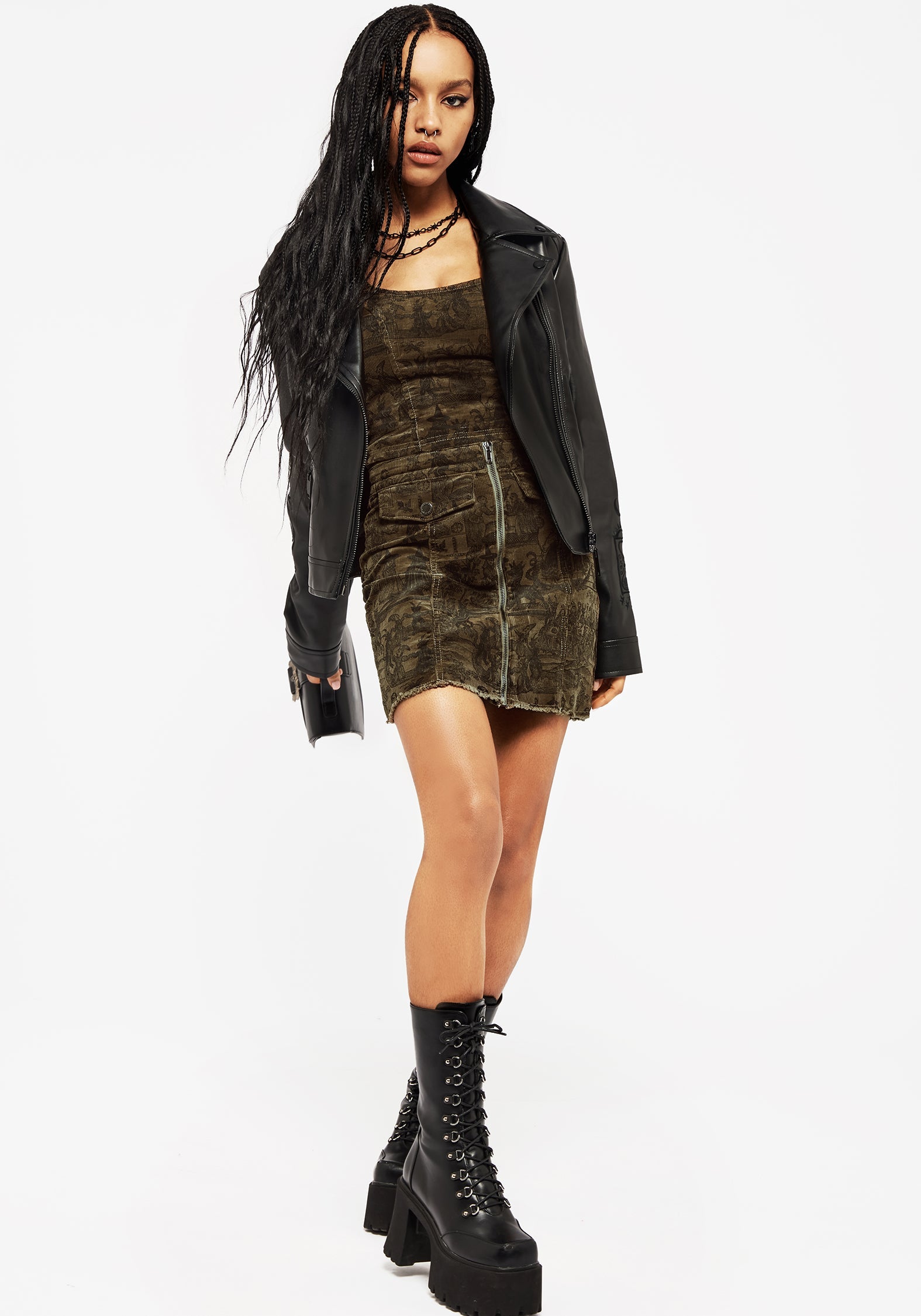 Disturbia | Diabolical Cord Woodcut Print Zip Corset Top | Corsets