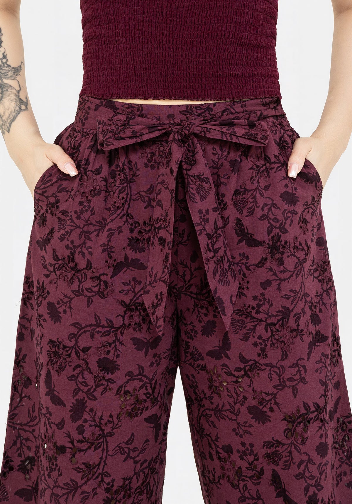 Morgana Baumwolle Broderie Krawatte Taille Culottes