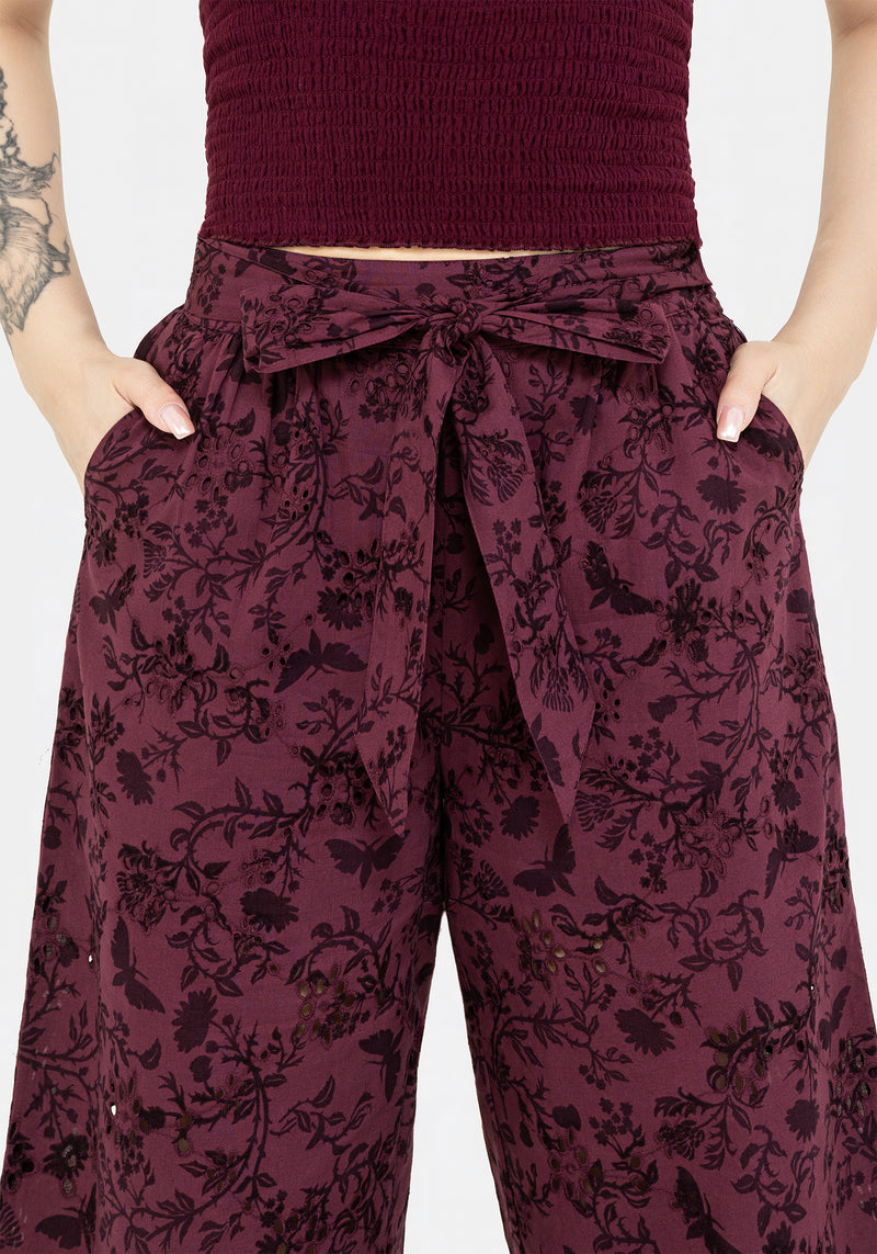 Morgana Baumwolle Broderie Krawatte Taille Culottes