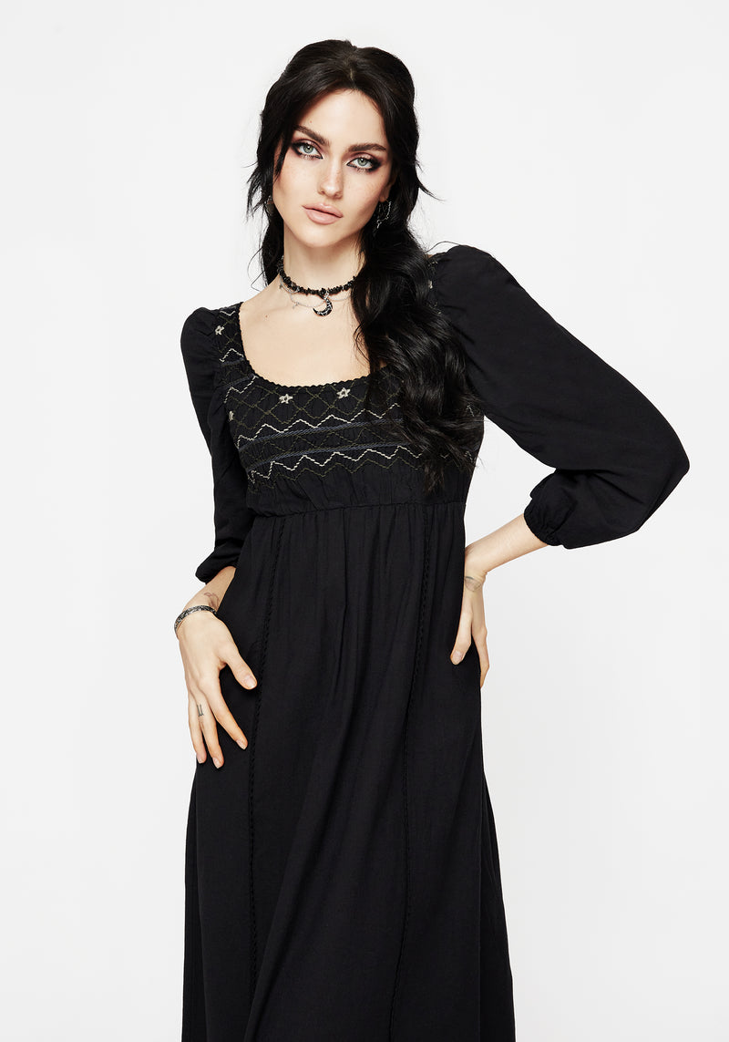 Larissa Hand Bestickt Smocked Midaxi Kleid