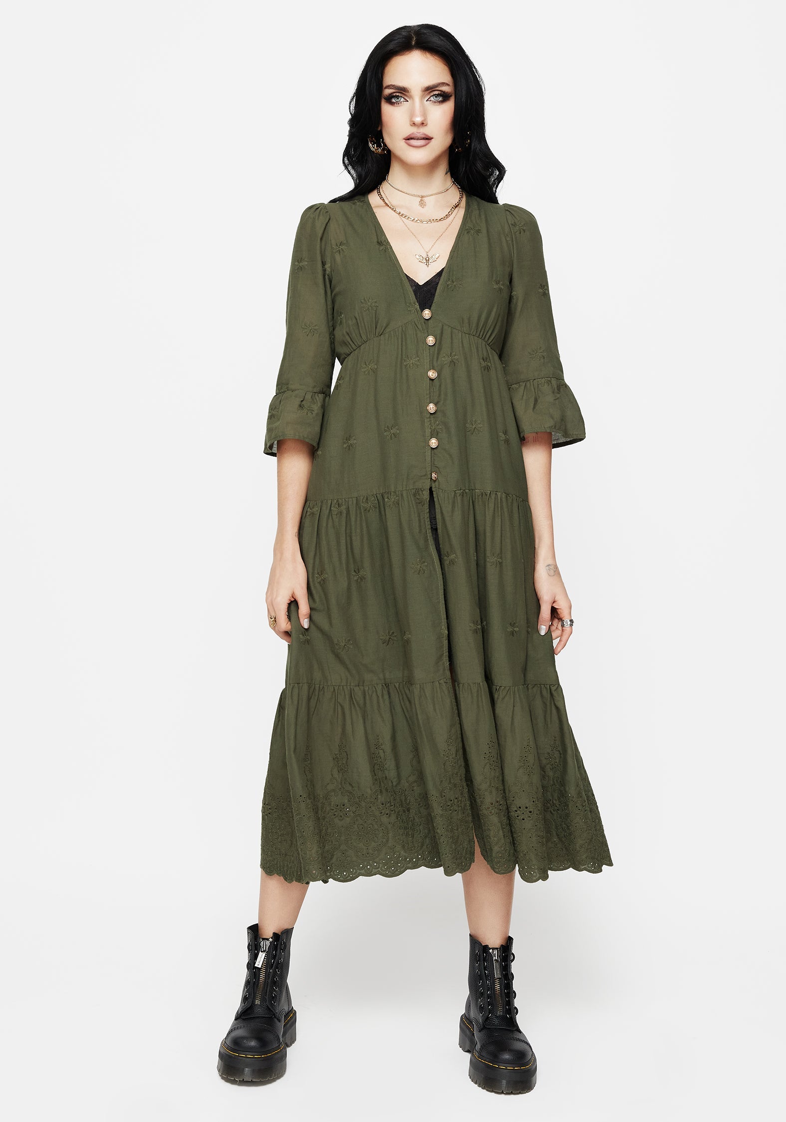 Gossamer Gestuft Überkleid - Grün