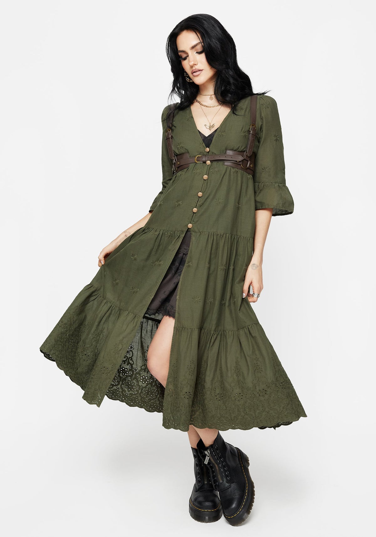 Gossamer Gestuft Überkleid - Grün