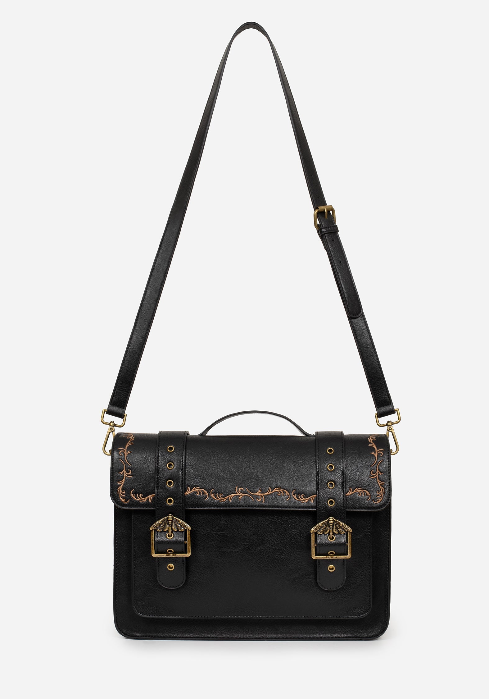 Rosamoth Schnalle Vine Bestickt Schulranzen Tasche  Schwarz