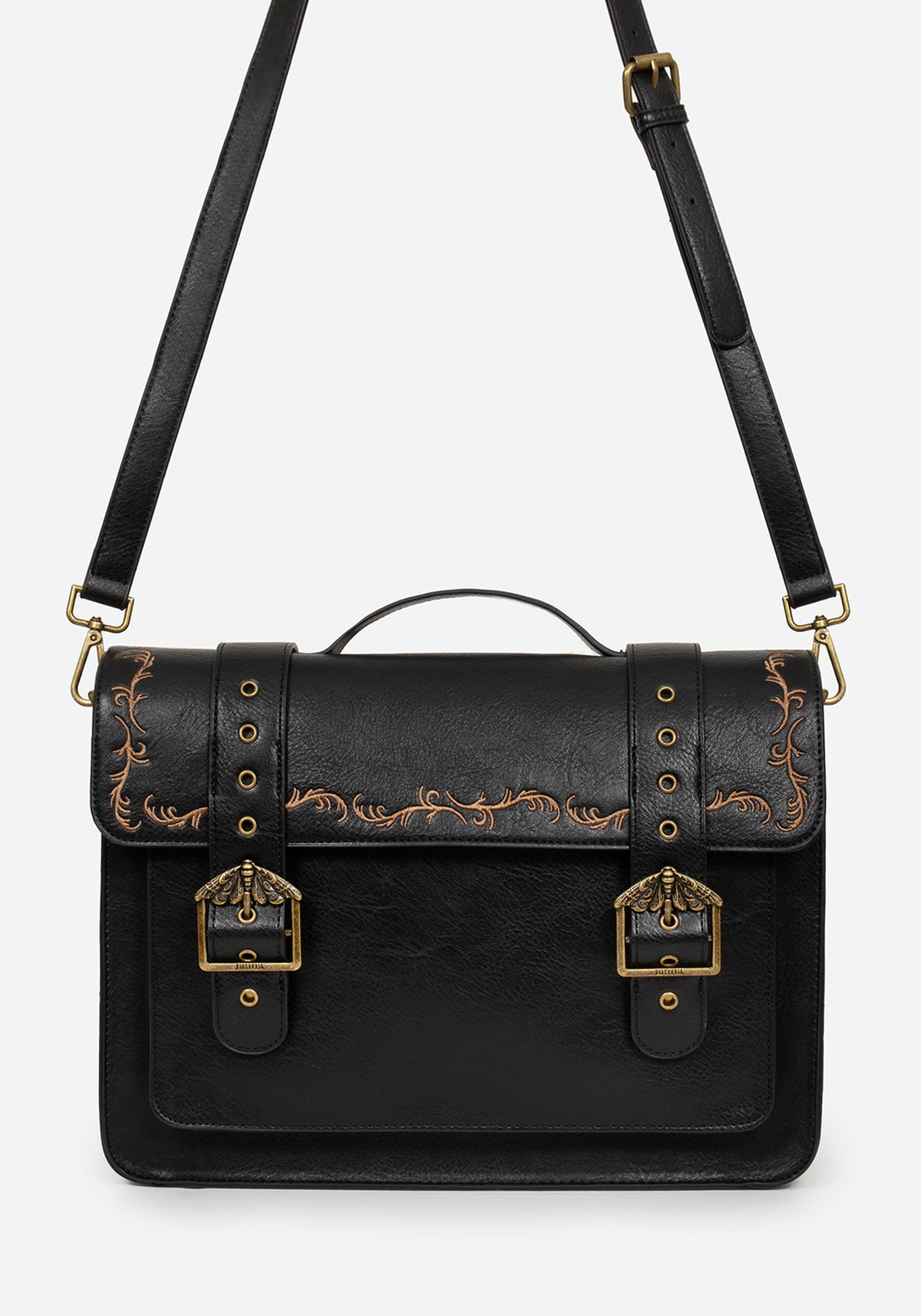 Rosamoth Schnalle Vine Bestickt Schulranzen Tasche  Schwarz