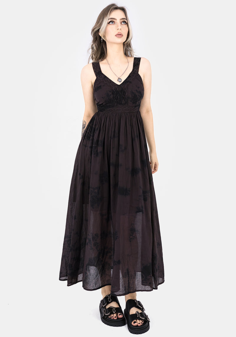 Burnout Krawatte Die Baumwolle Midaxi Kleid