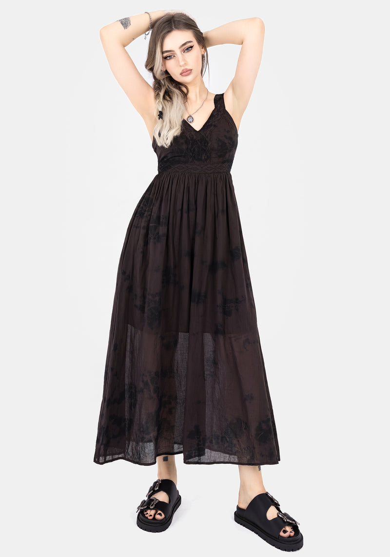 Burnout Krawatte Die Baumwolle Midaxi Kleid