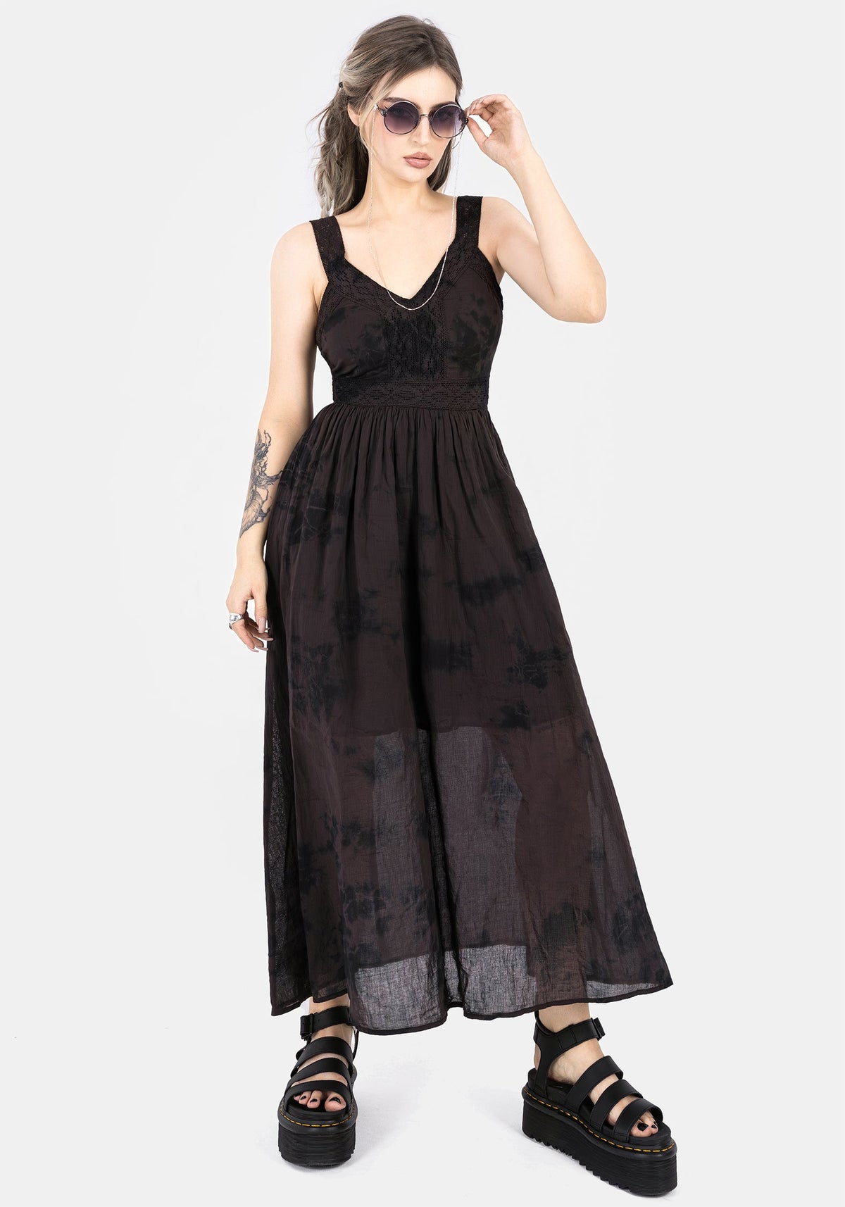 Burnout Krawatte Die Baumwolle Midaxi Kleid
