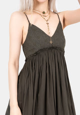 Thyme Cotton Plunge Neck Cami Midi Dress