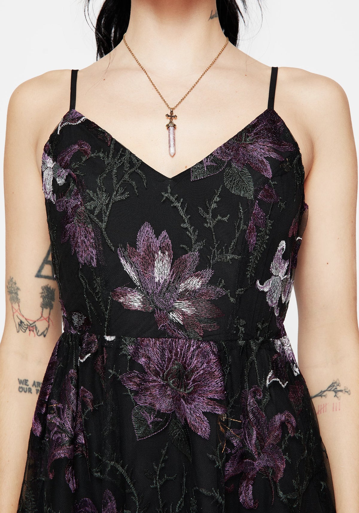 Estrid Bestickt Mesh Midaxi Cami Kleid