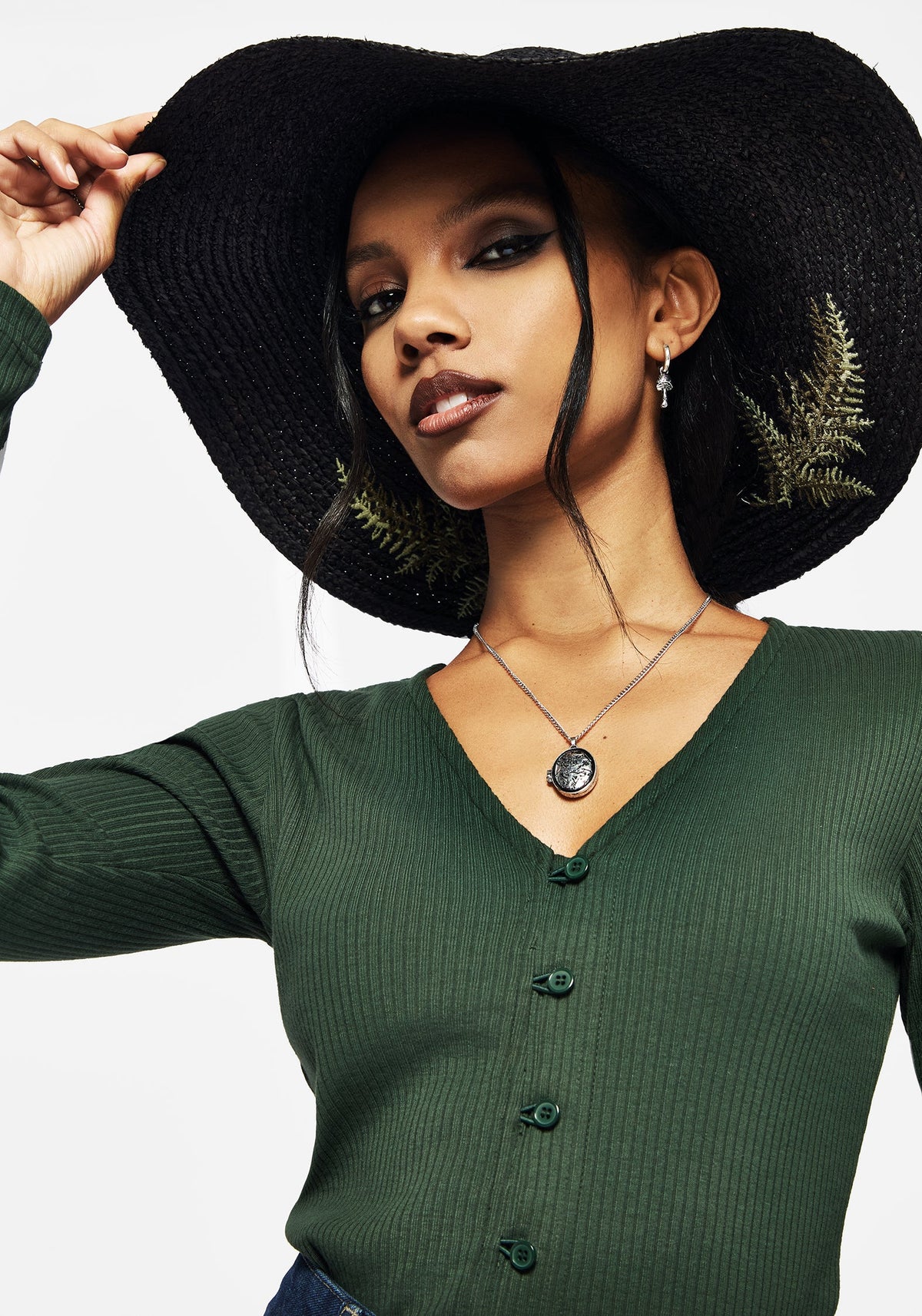 Osmunda Fern Embroidered Sun Hat