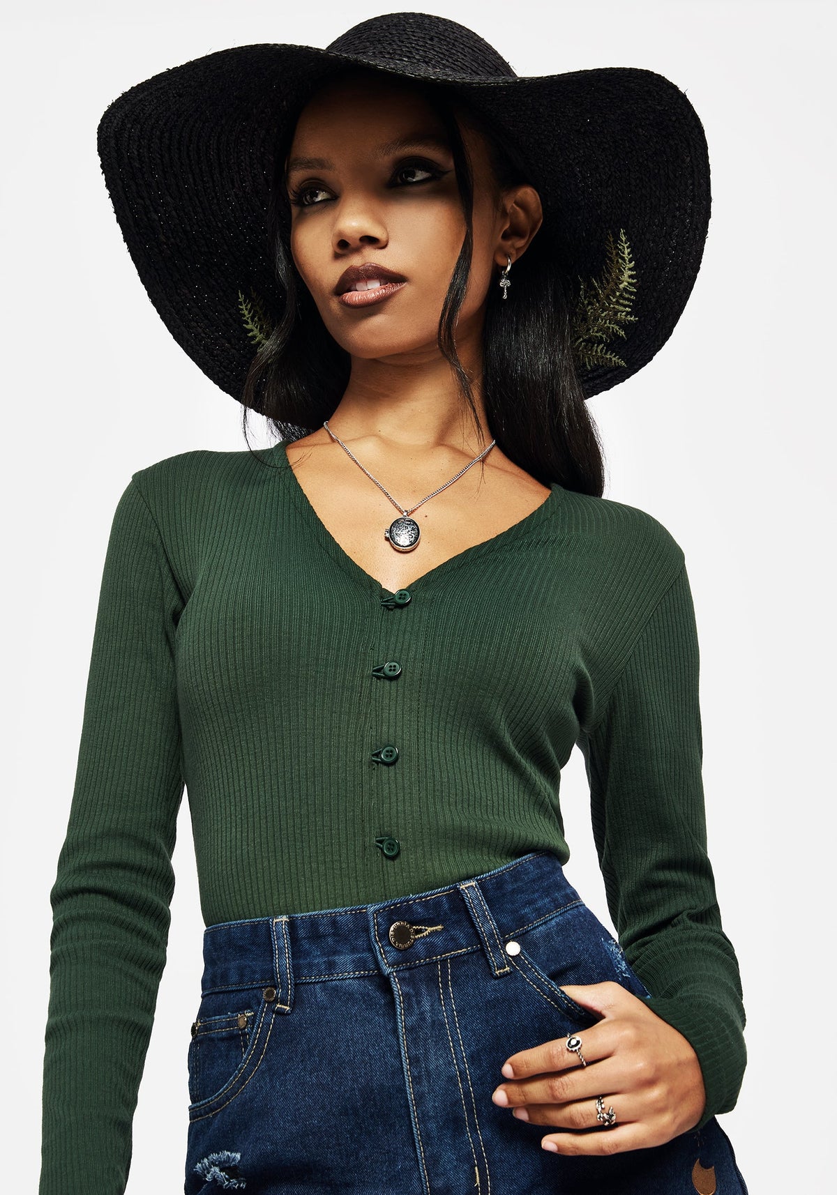 Osmunda Fern Embroidered Sun Hat