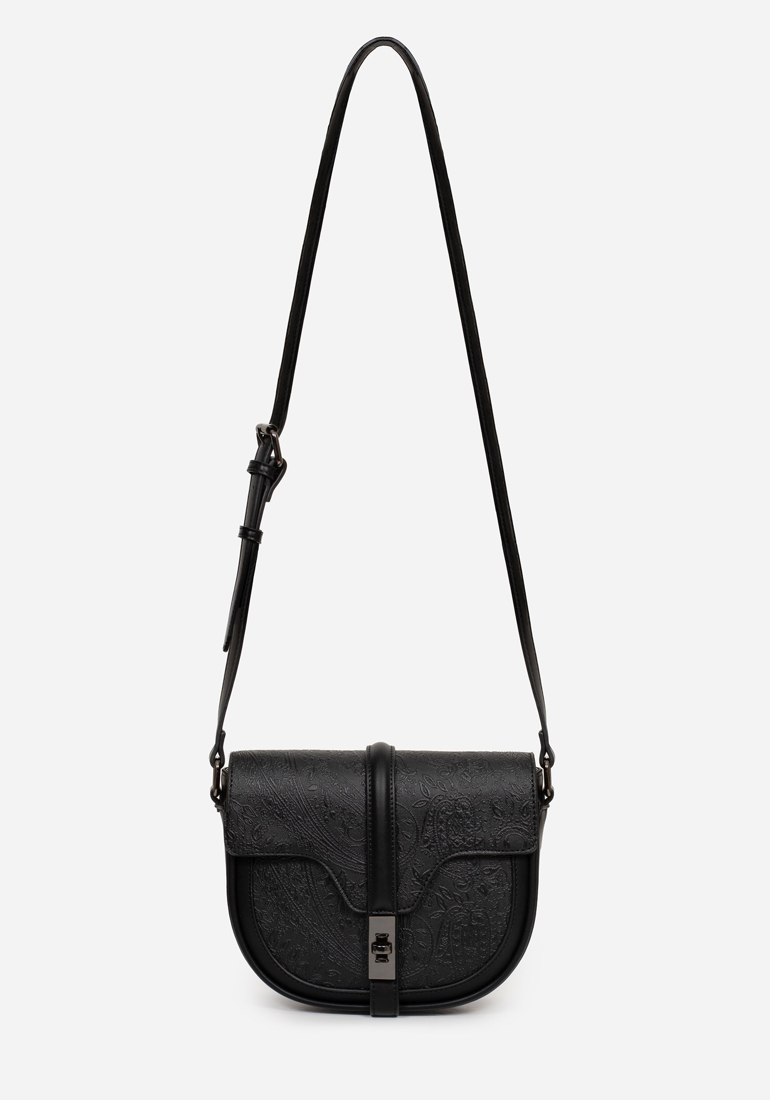 Cypress Paisley Geprägt Crossbody Schulranzen Tasche  Schwarz