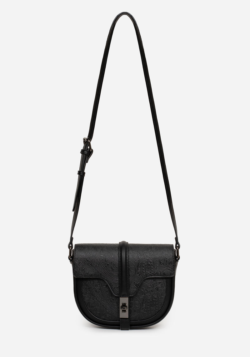 Cypress Paisley Geprägt Crossbody Schulranzen Tasche  Schwarz