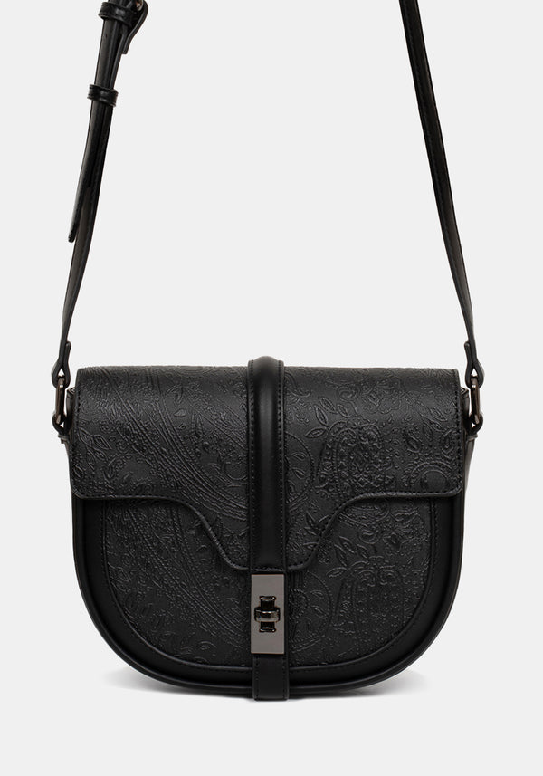 Cypress Paisley Geprägt Crossbody Schulranzen Tasche  Schwarz
