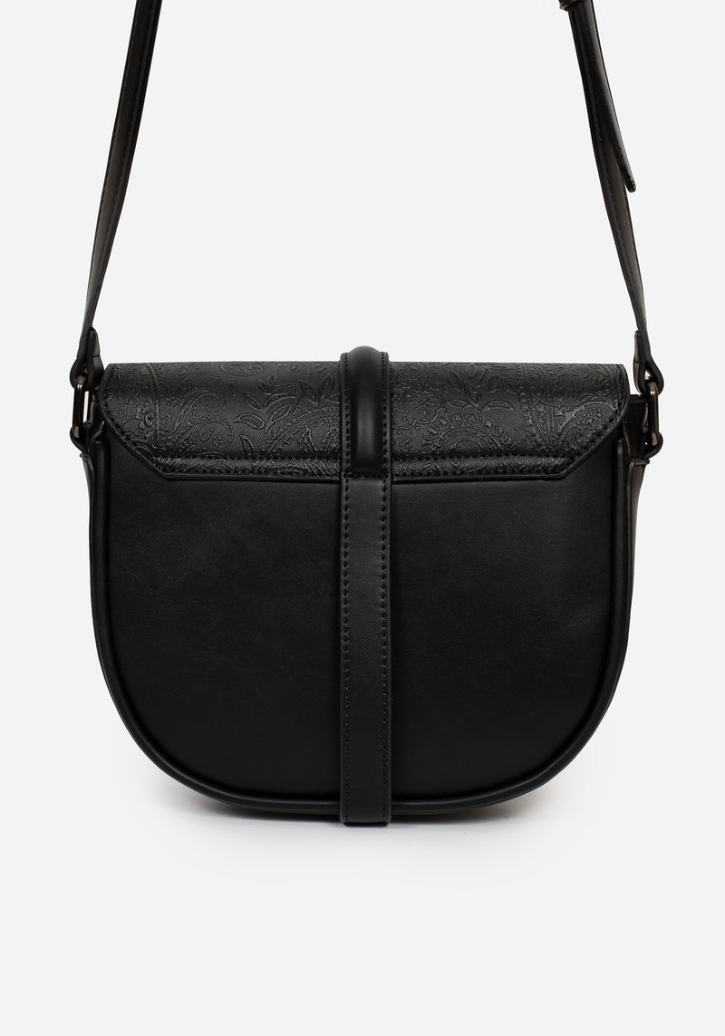 Cypress Paisley Geprägt Crossbody Schulranzen Tasche  Schwarz