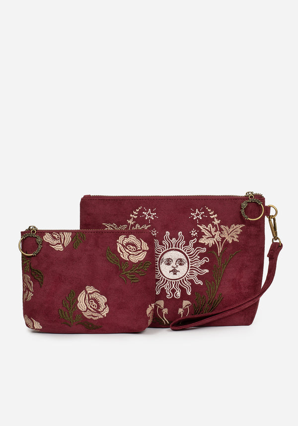 Splendour Blumenmuster Sonne Bestickt Velours Reißverschluss  Set