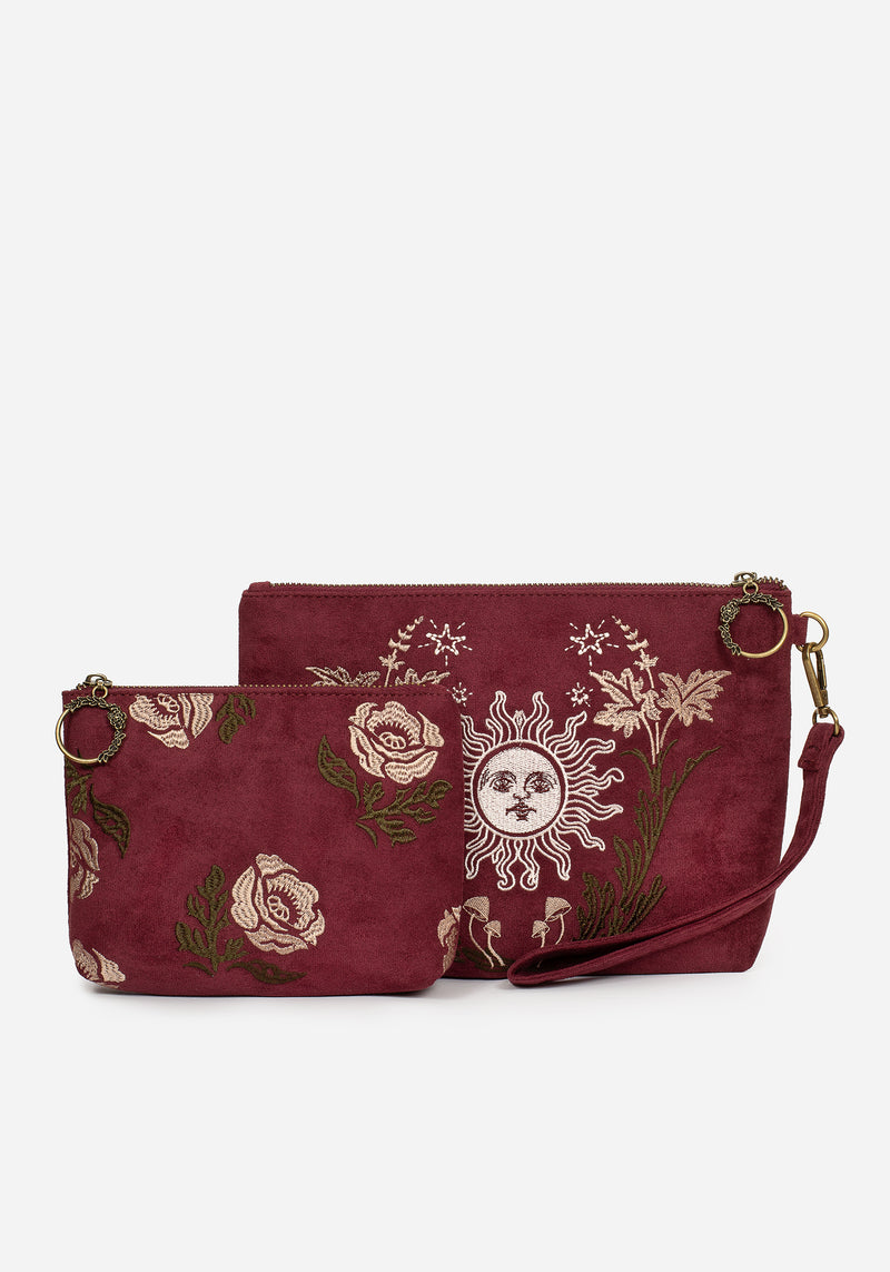 Splendour Blumenmuster Sonne Bestickt Velours Reißverschluss  Set