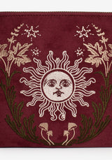 Splendour Blumenmuster Sonne Bestickt Velours Reißverschluss  Set