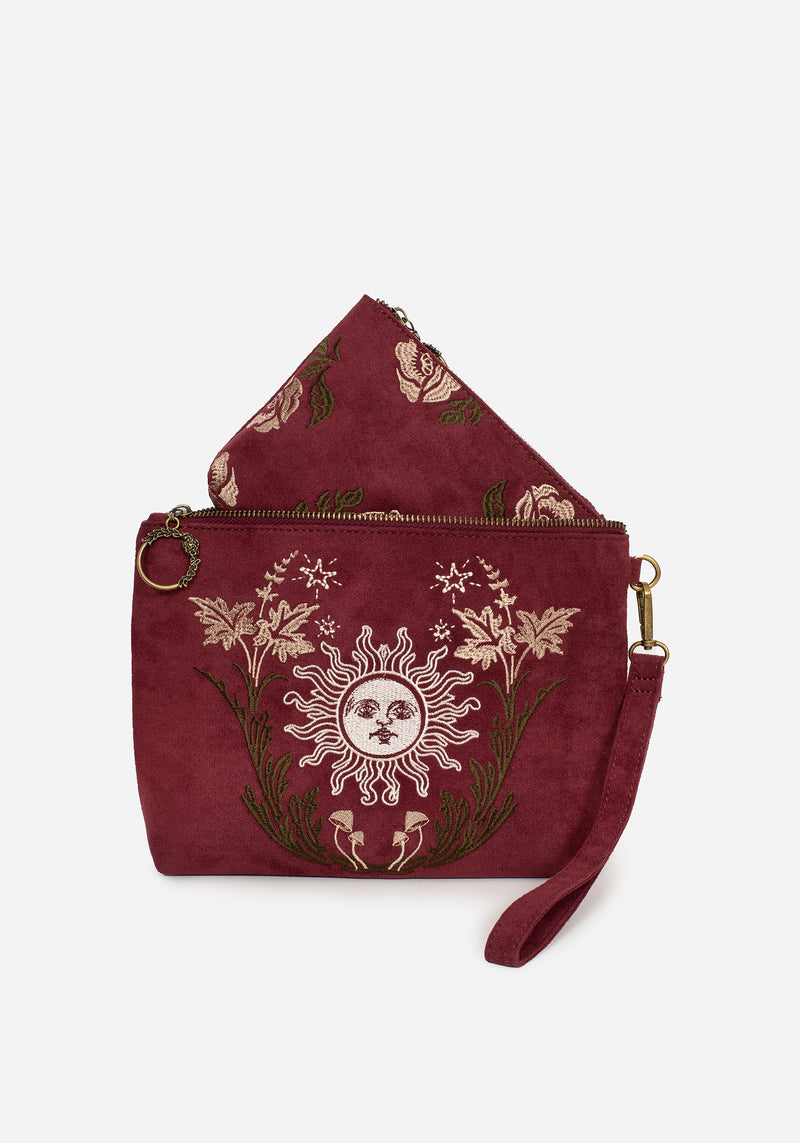 Splendour Blumenmuster Sonne Bestickt Velours Reißverschluss  Set