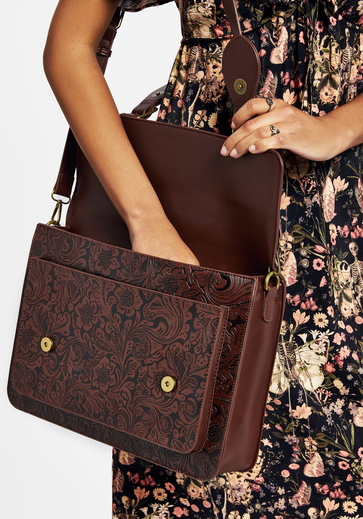 Sunder Blumenmuster Geprägt Crossbody Schulranzen Tasche