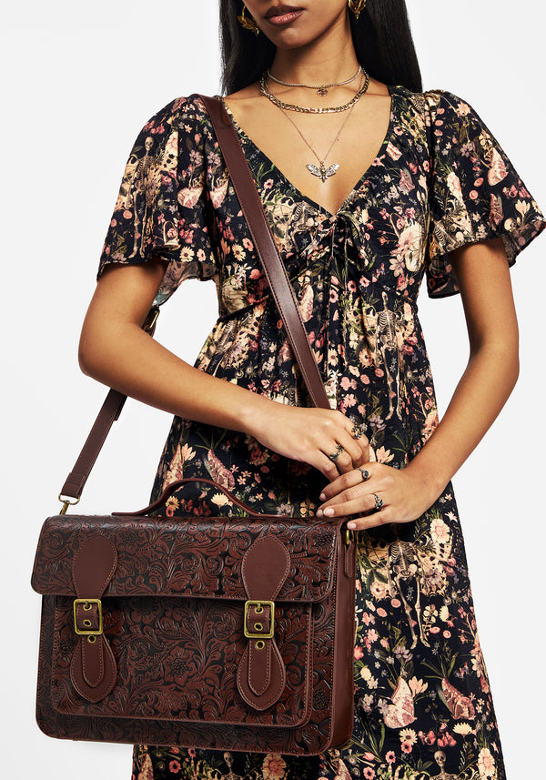 Sunder Blumenmuster Geprägt Crossbody Schulranzen Tasche