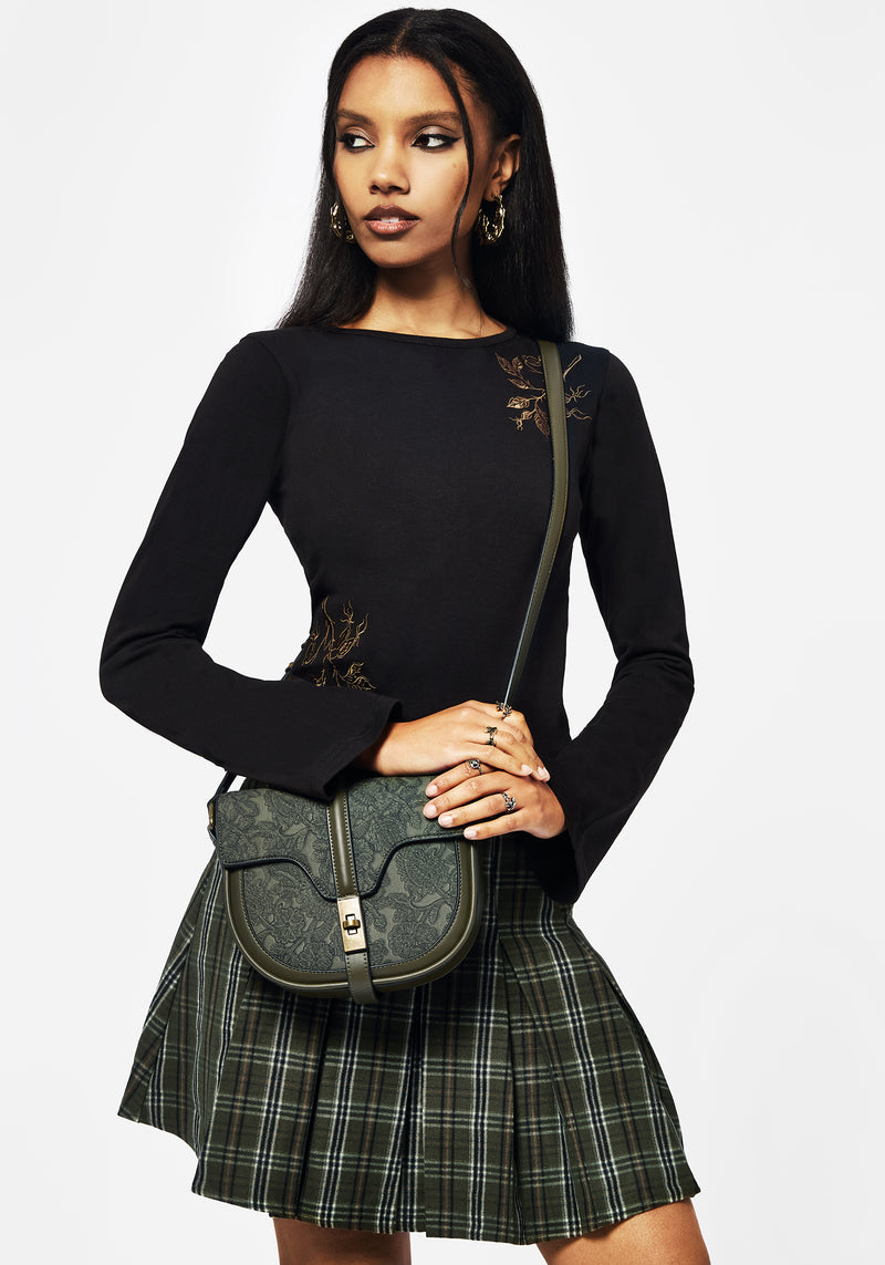 Cypress Paisley Geprägt Crossbody Schulranzen Tasche  Grün