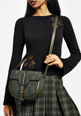 Cypress Paisley Geprägt Crossbody Schulranzen Tasche  Grün