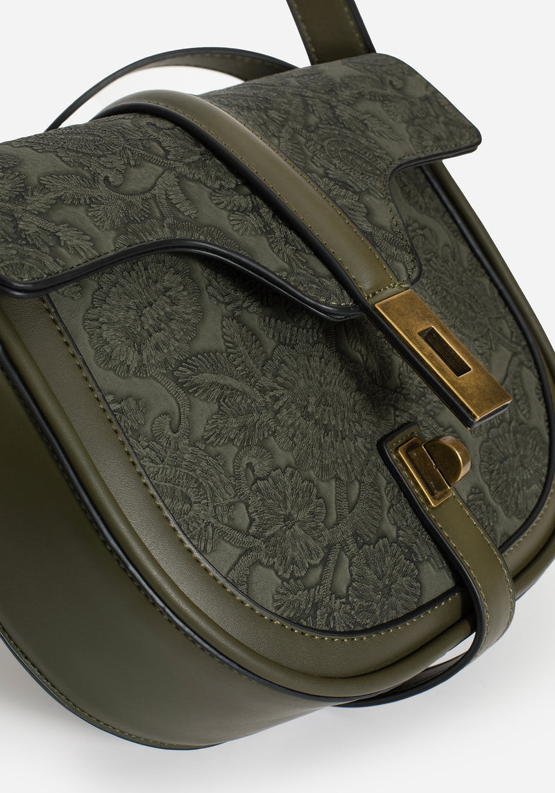 Cypress Paisley Geprägt Crossbody Schulranzen Tasche  Grün