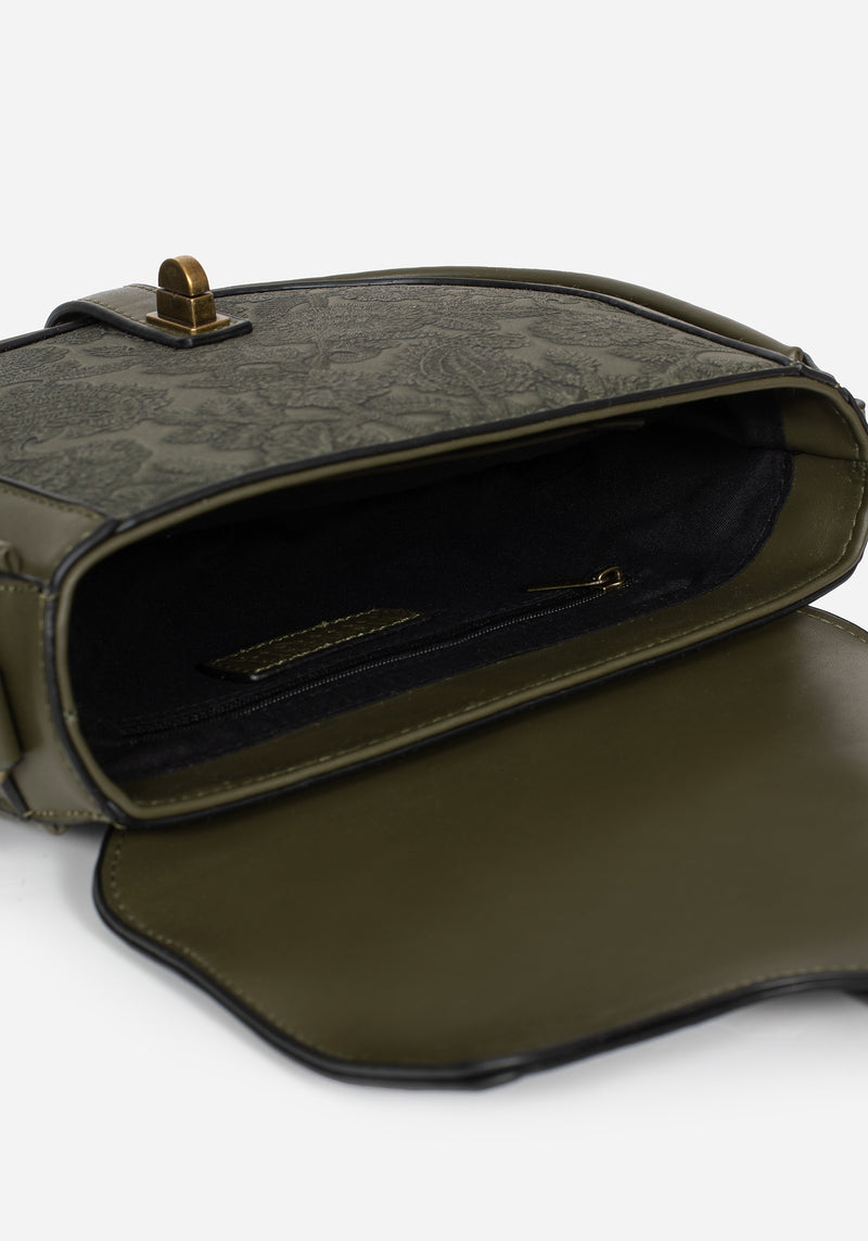 Cypress Paisley Geprägt Crossbody Schulranzen Tasche  Grün