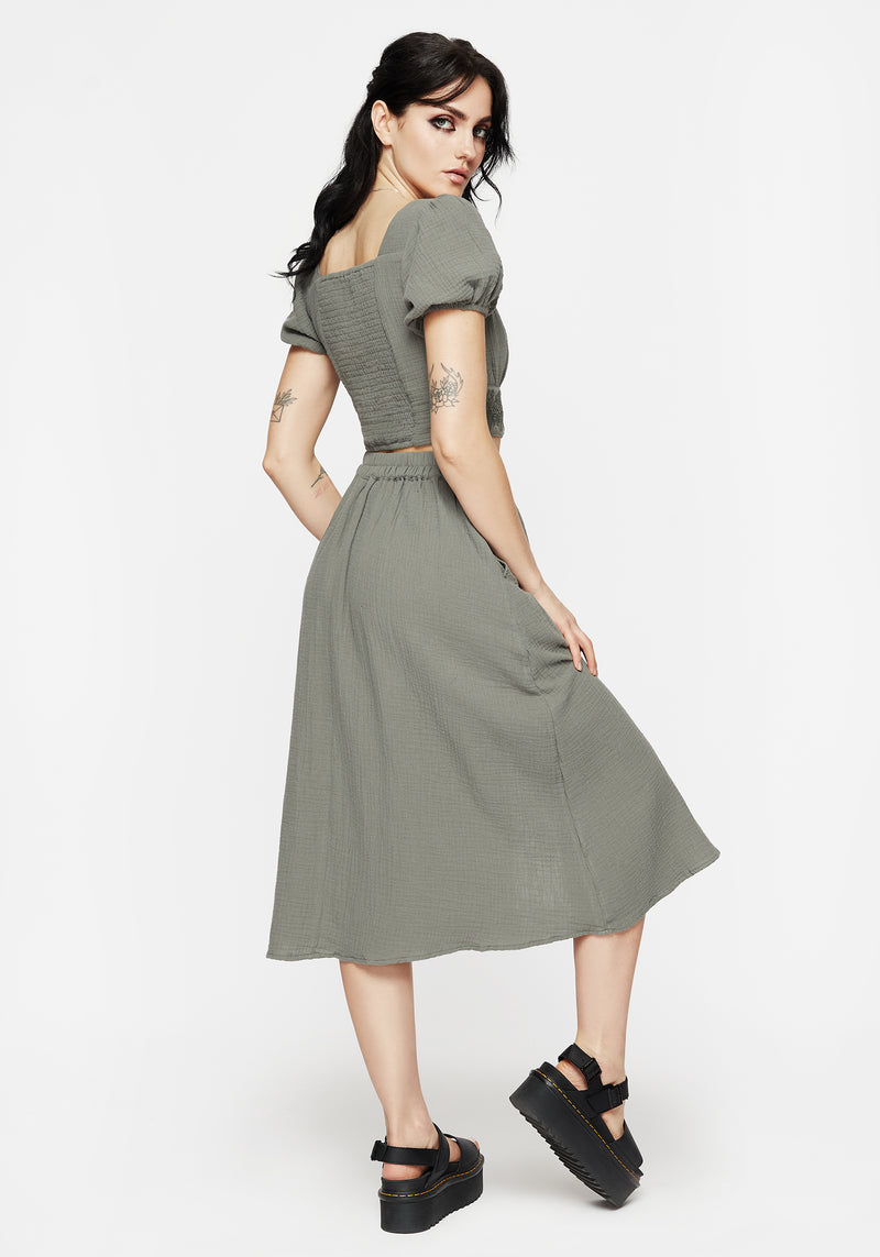 Alder Baumwolle Ivy Detail Midi Rock
