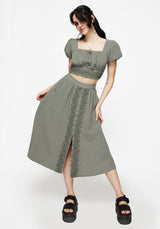 Alder Baumwolle Ivy Detail Midi Rock