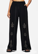 Merrymount Embroidered Wide Leg Trouser