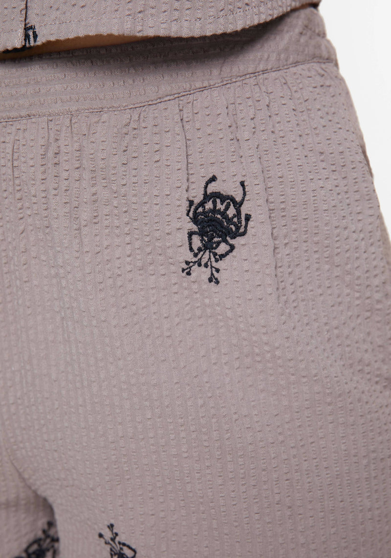 Stag Beetle Embroidered Shorts